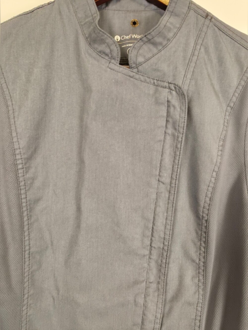 Chef Works Chef Coat Jacket Medium Gray Short Sleeve Zip Ventilated Workwear - Picture 5 of 14